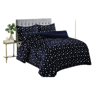 Cobertor Cubrecama Con Chiporro Plaza Y Media Infantil. Azul Oscuro. Estrellas