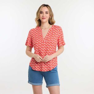 Blusa Full Print Manga Corta Cuello V Mujer Geeps