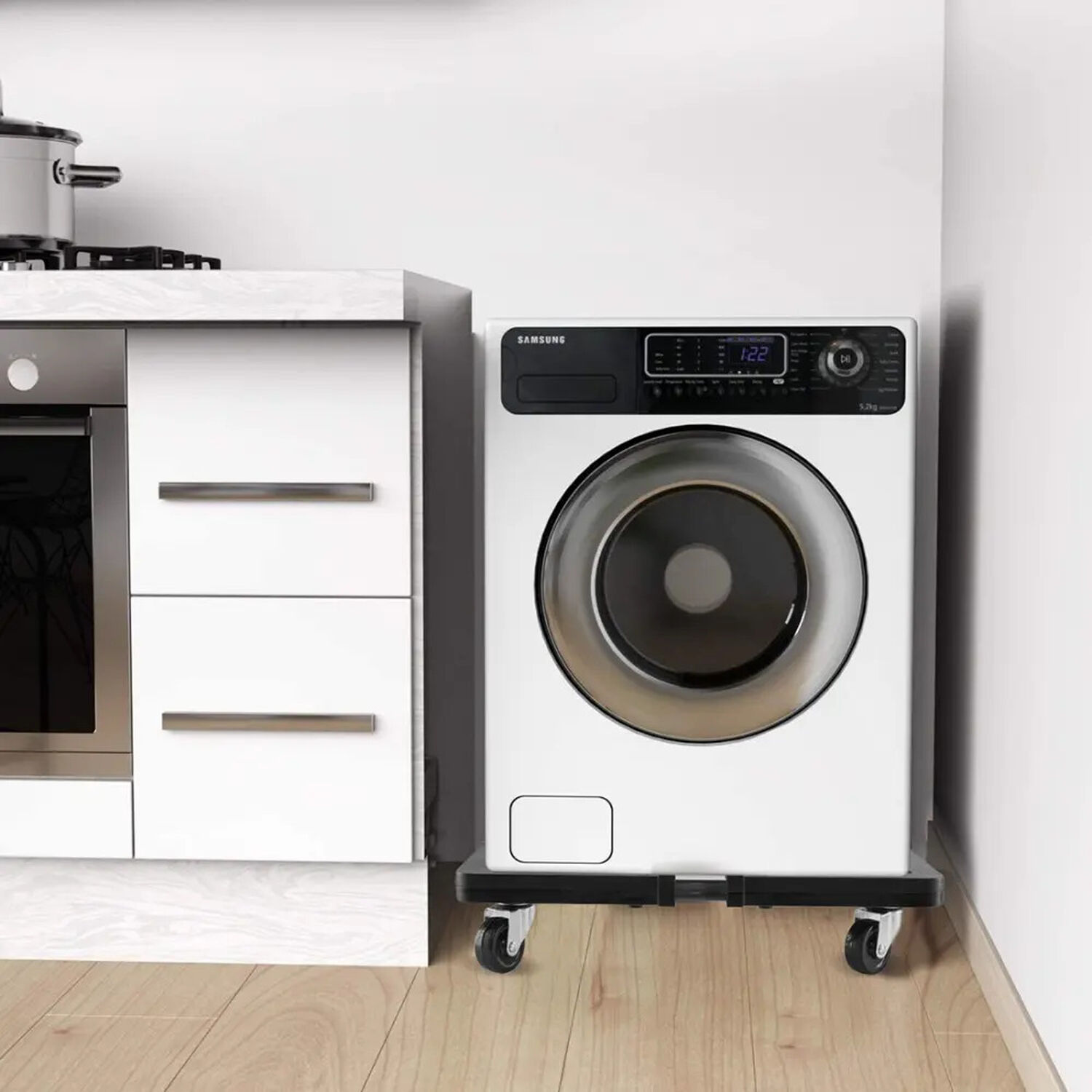 Base Ajustable Multiusos Ruedas Cocina Lavadora Refrigerador Negro image number 5.0