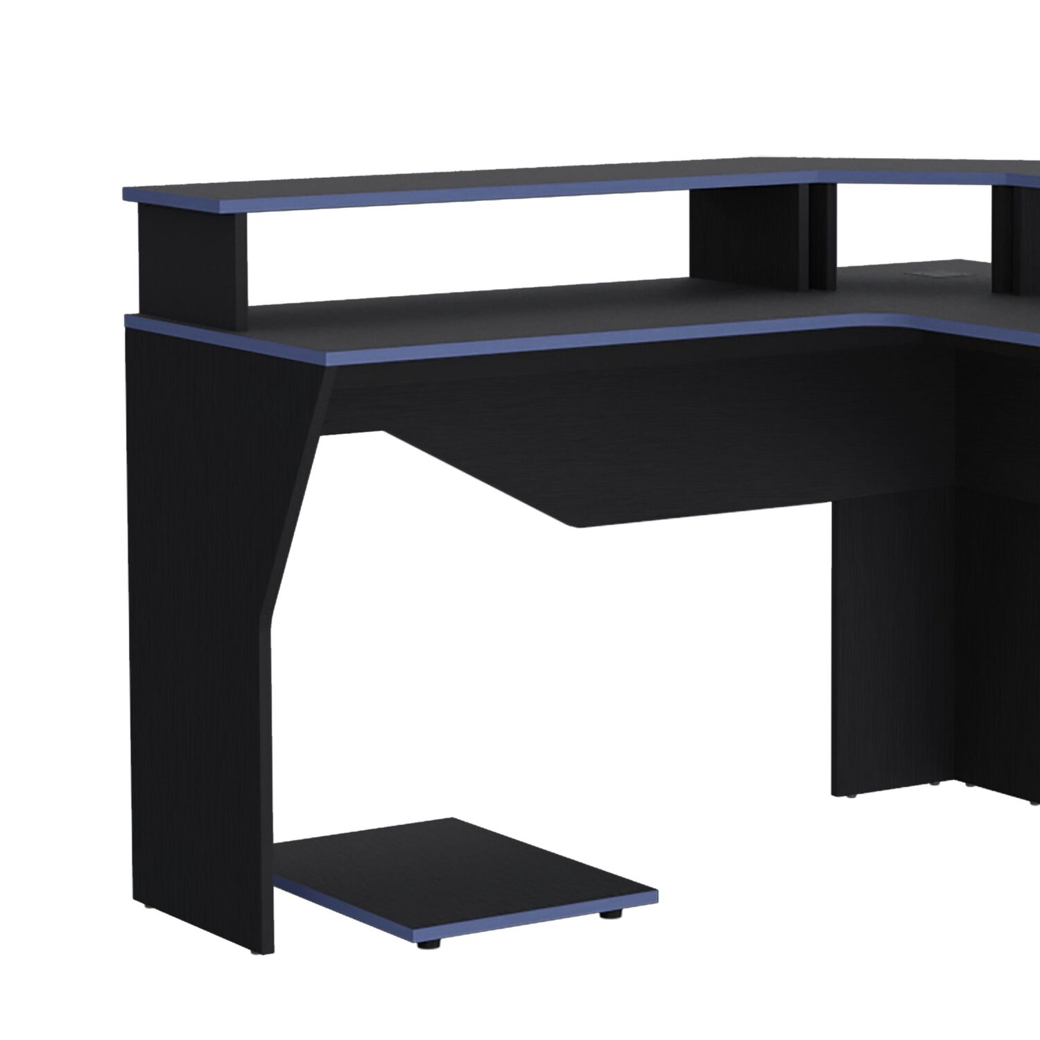 Escritorio Gamer En L 88,5x127,9x127,9 Cm Fm-046n Negro Y Azul image number 0.0