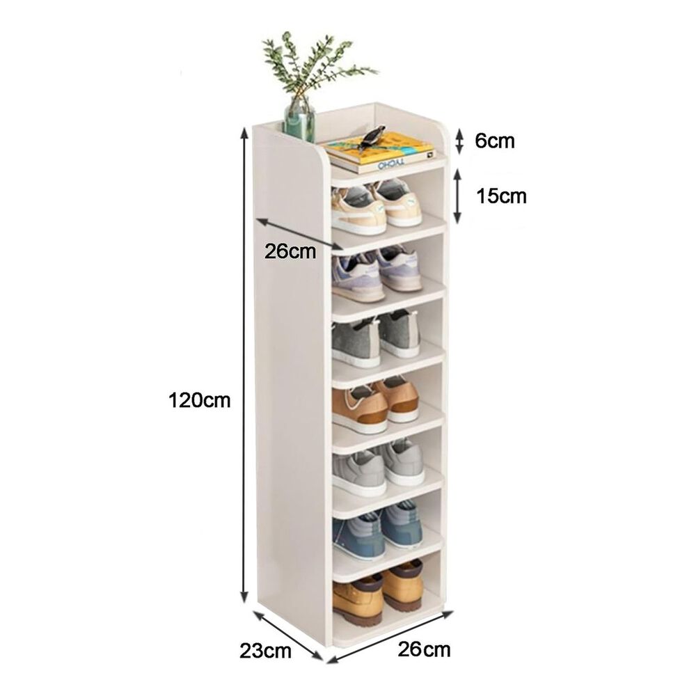 Zapatero Estante Torre 8 Niveles Blanco Mdf Duradero image number 6.0