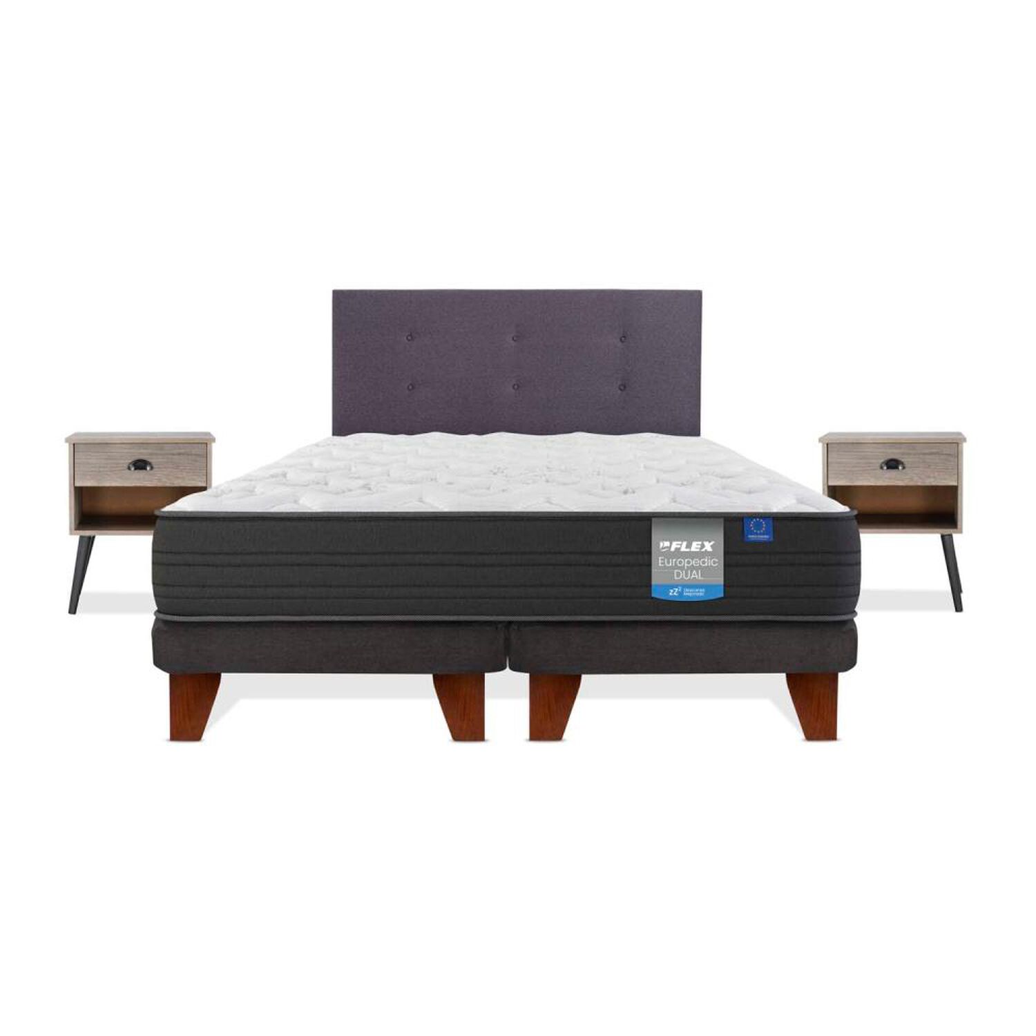 Cama Europea Flex Europedic Dual / King / Base Dividida + Set De Maderas image number 0.0