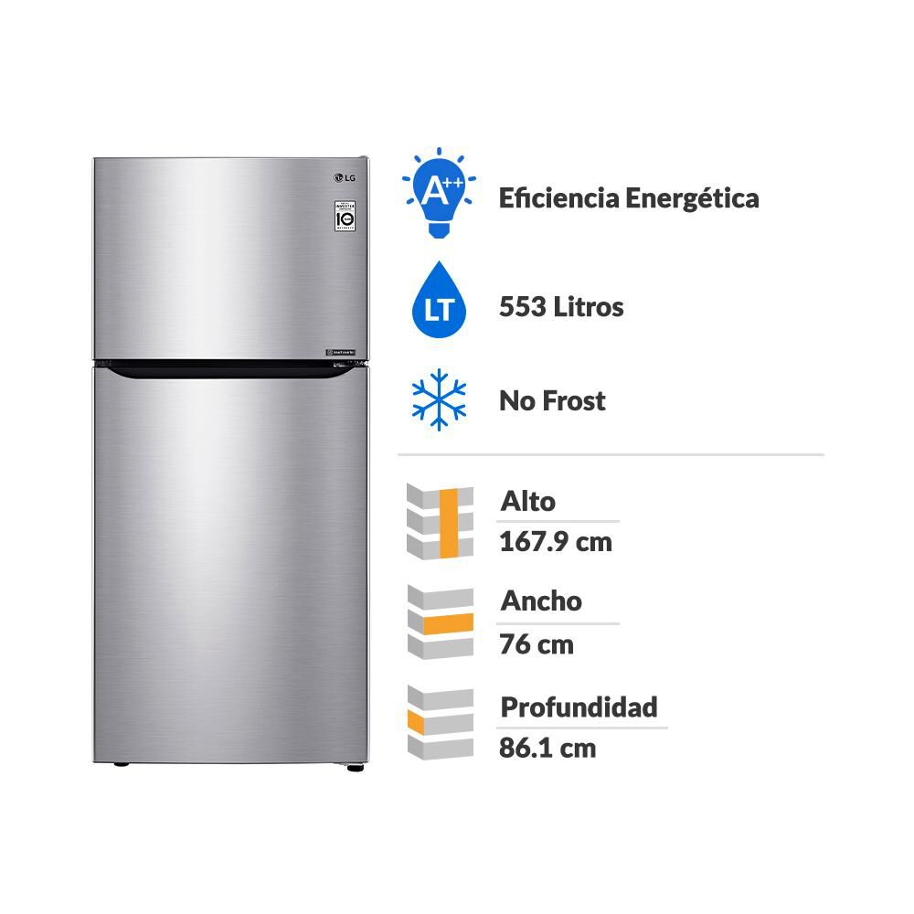 Refrigerador Top Freezer LG GT57BPSX / No Frost / 553 Litros / A++ image number 1.0