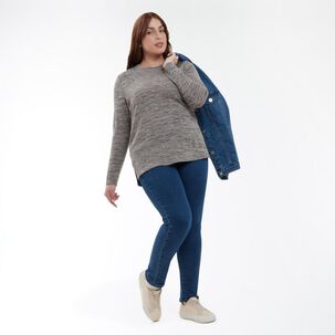 Sweater Talla Grande Aplicación Strass Cuello Redondo Mujer Sexy Large