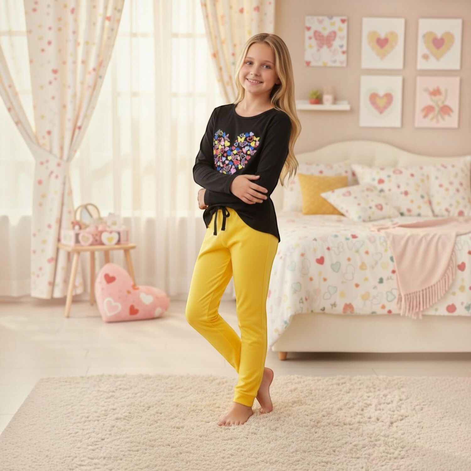 Pijama Ni&ntilde;a Estampado Coraz&oacute;n Mariposas image number 2.0
