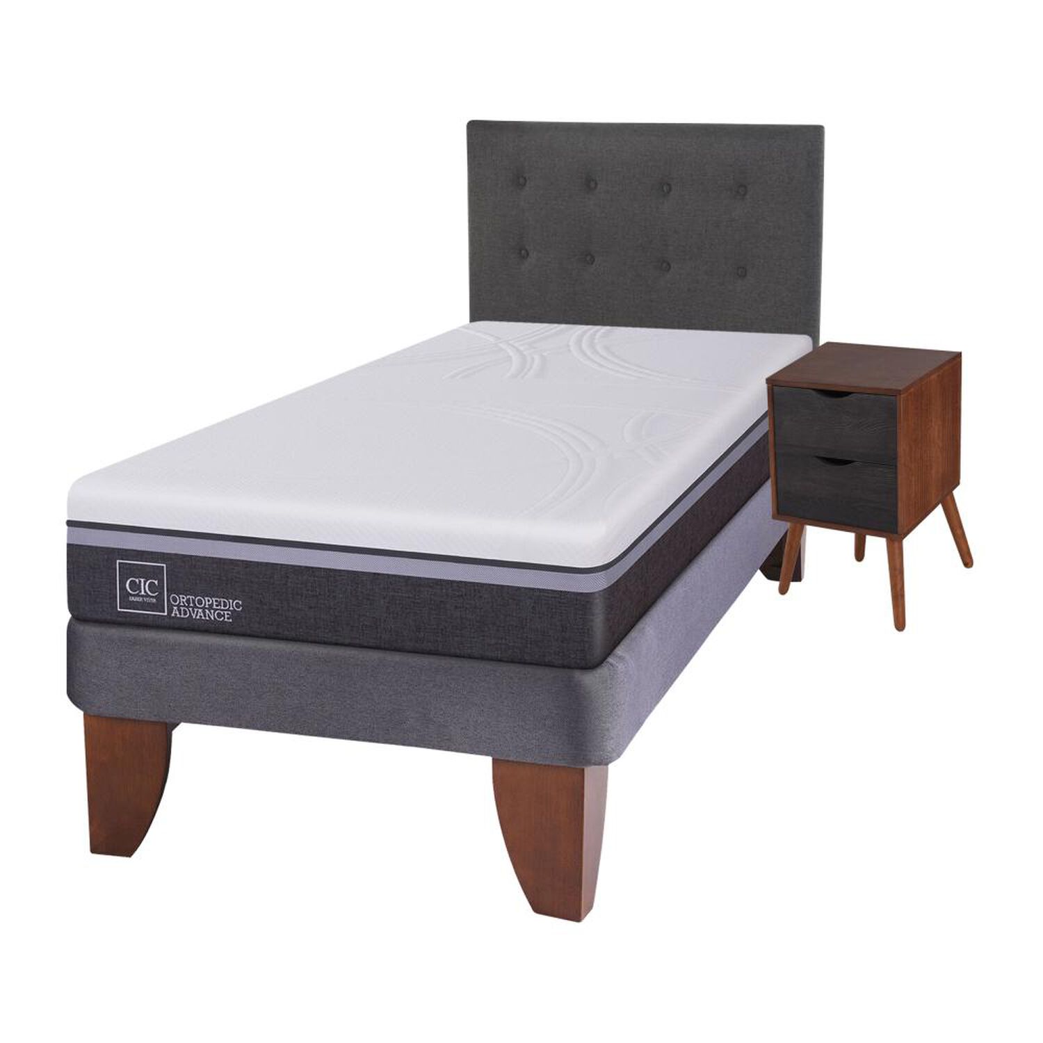 Cama Europea Cic Ortopedic Advanced / 1.5 Plazas / Base Normal + Set De Maderas image number 1.0
