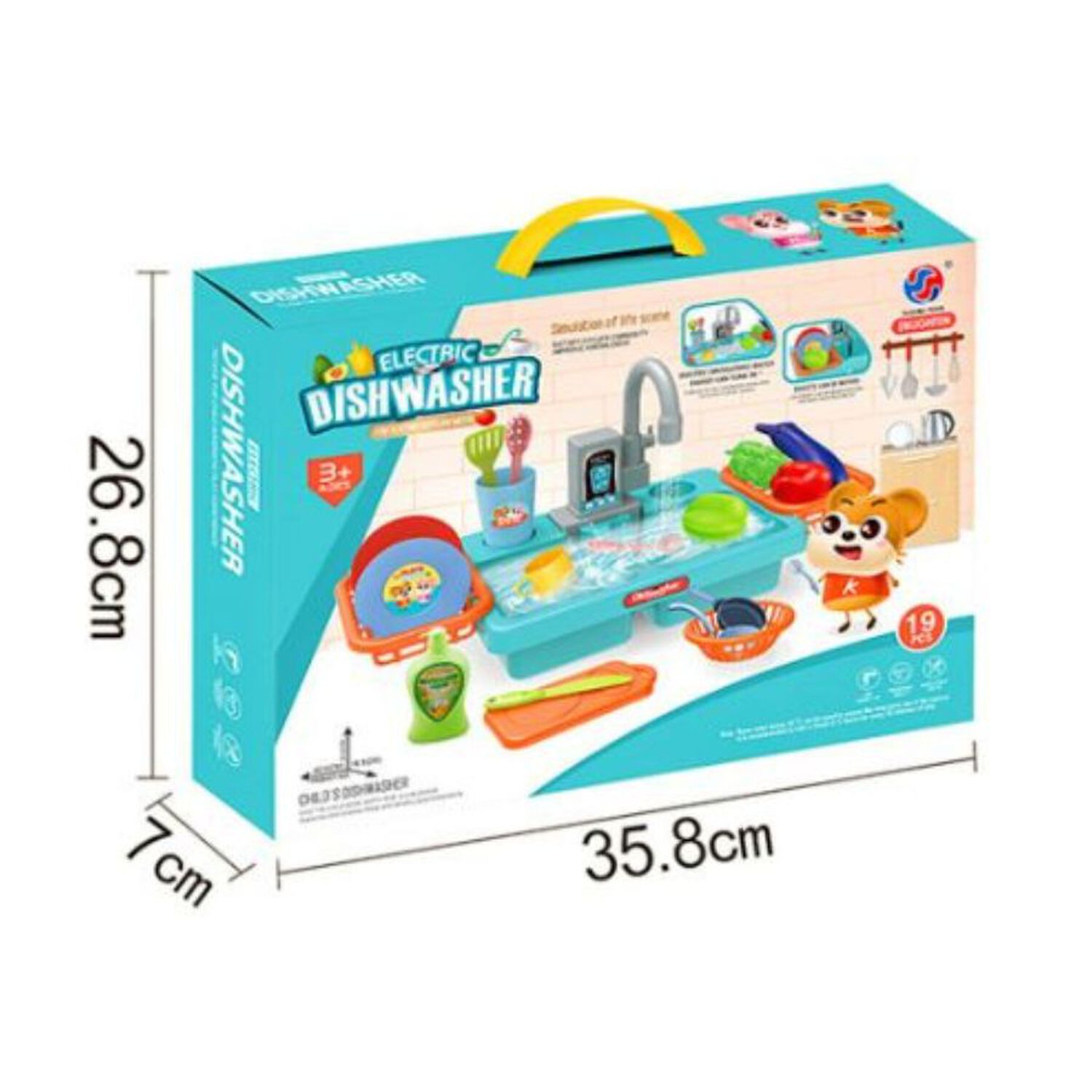 Lavavajillas El&eacute;ctrico Infantil 19 Piezas Agua Real Fregadero Juguete image number 3.0
