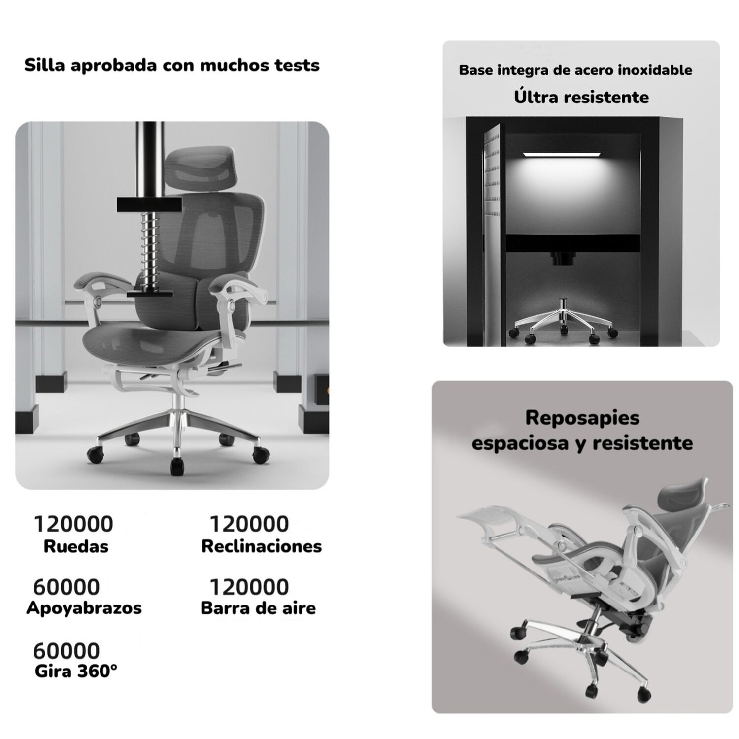 Silla De Escritorio Reclinable Reposapies E06negra Lubabycas image number 6.0