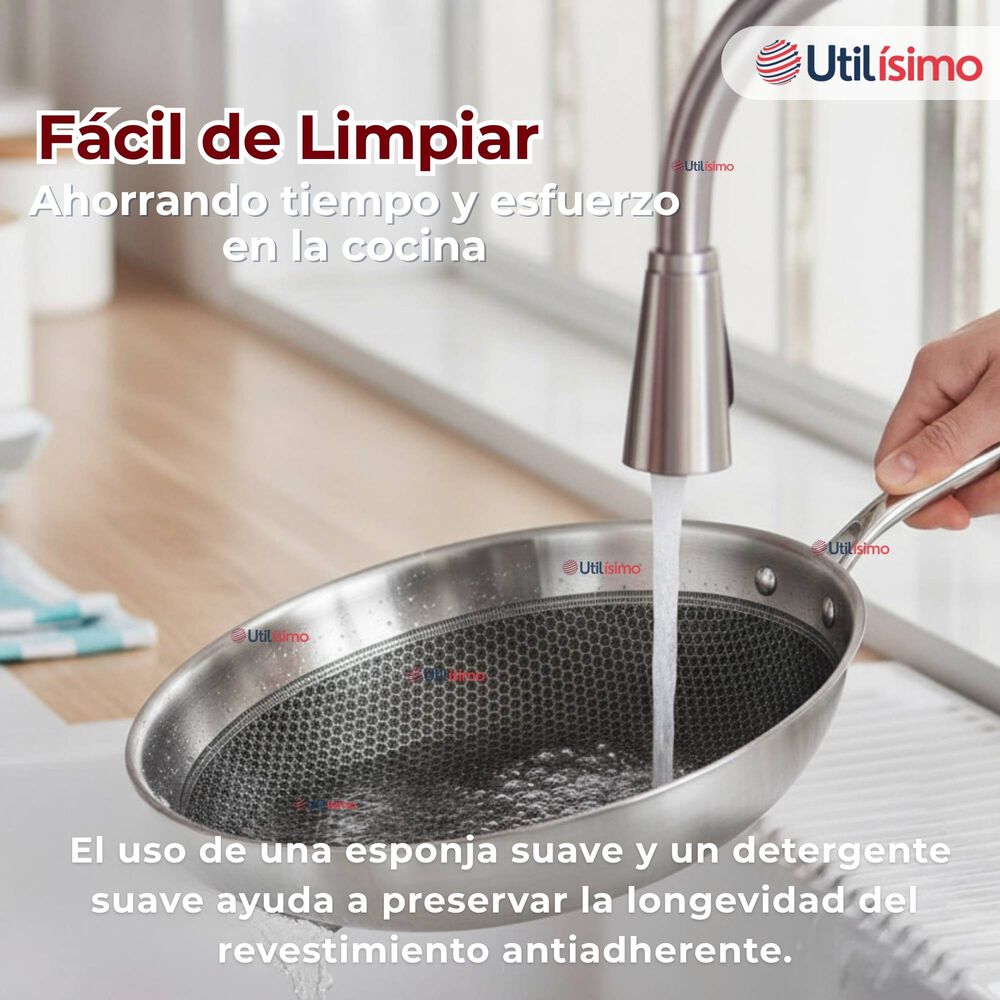 Sartén Acero Inoxidable Antiadherente 28cm Para Cocinar Freír Saltear image number 7.0
