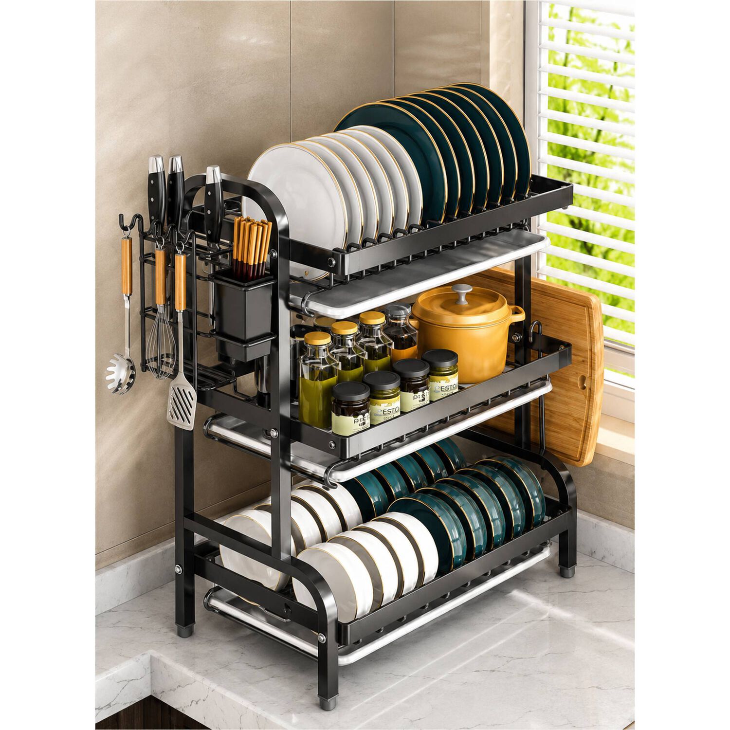 Secador Escurridor Organizador De Platos 3 Niveles Cocina image number 2.0