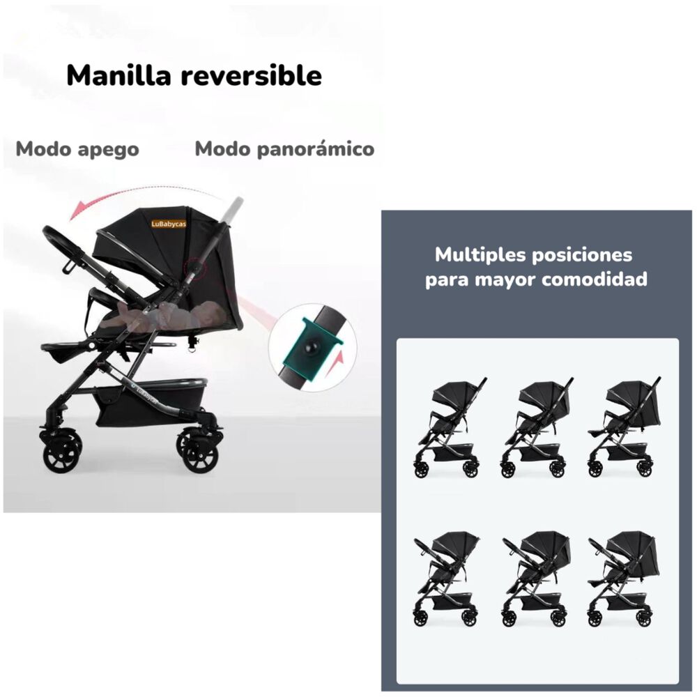 Coche De Paseo Reversible 4 Ruedas 360space Pink Lubabycas image number 3.0