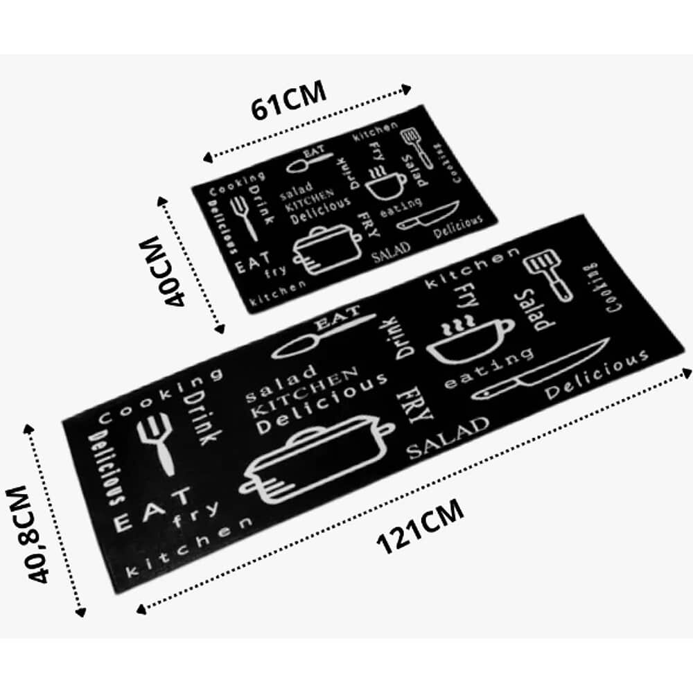 Alfombra Cocina Piso Entrada Antideslizante Negro image number 1.0