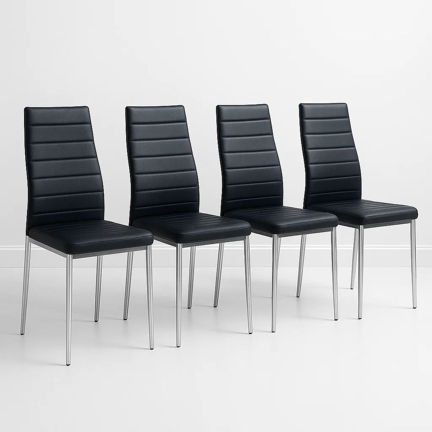 Pack De 4 Sillas Acolchadas Dining Liana Con Patas Cromadas - Negras image number 0.0