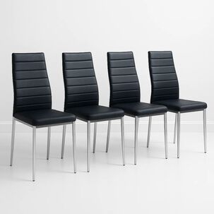 Pack De 4 Sillas Acolchadas Dining Liana Con Patas Cromadas - Negras Pack De 4 Sillas Acolchadas Dining Liana Con Patas Cromadas - Negras