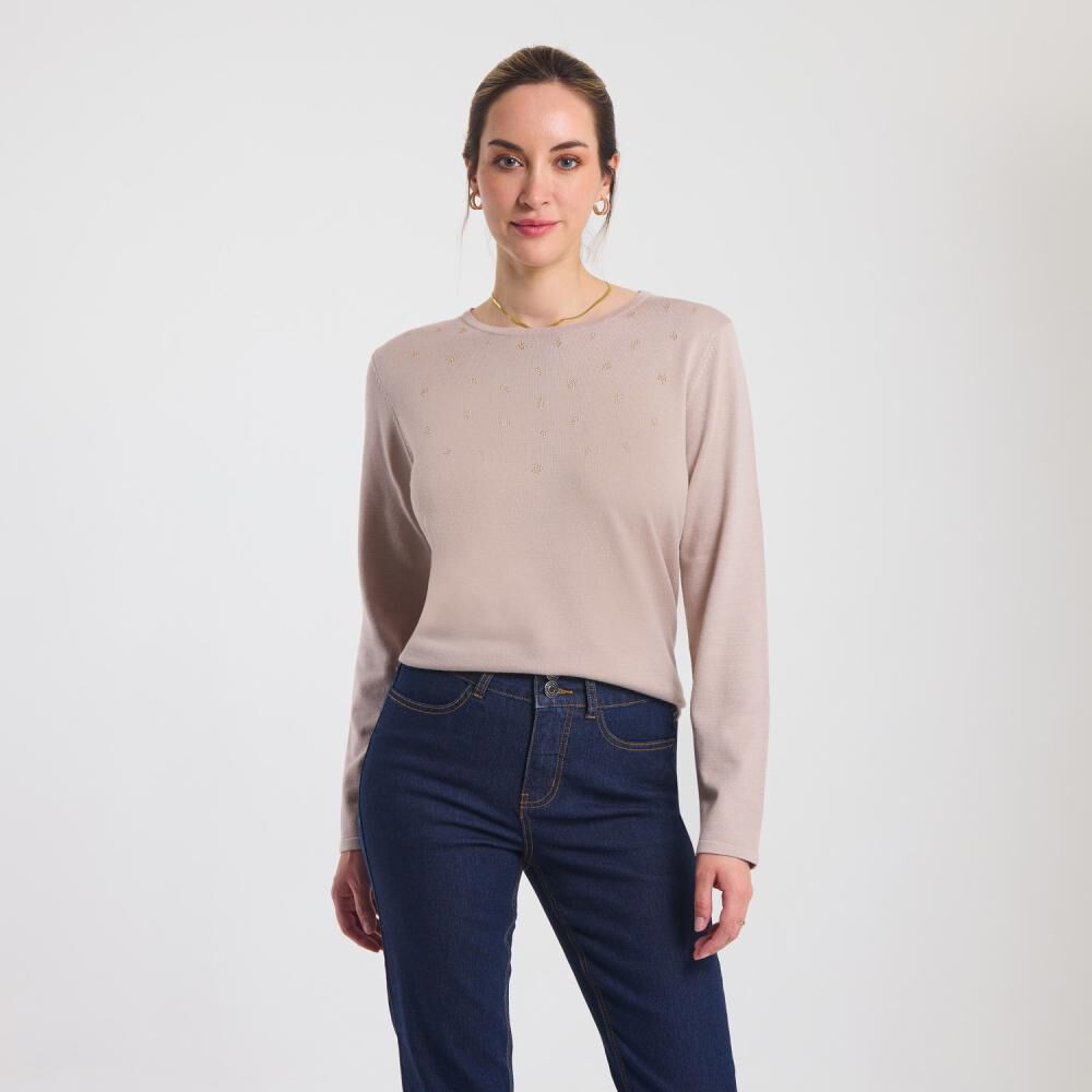 Sweater Aplicación Strass En Cuello Manga Larga Mujer Lesage image number 0.0