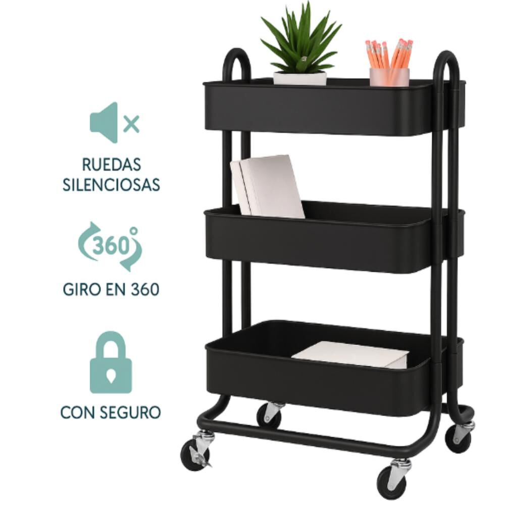 Carrito Carro Organizador Multiuso Con Ruedas Acero Multiuso image number 2.0