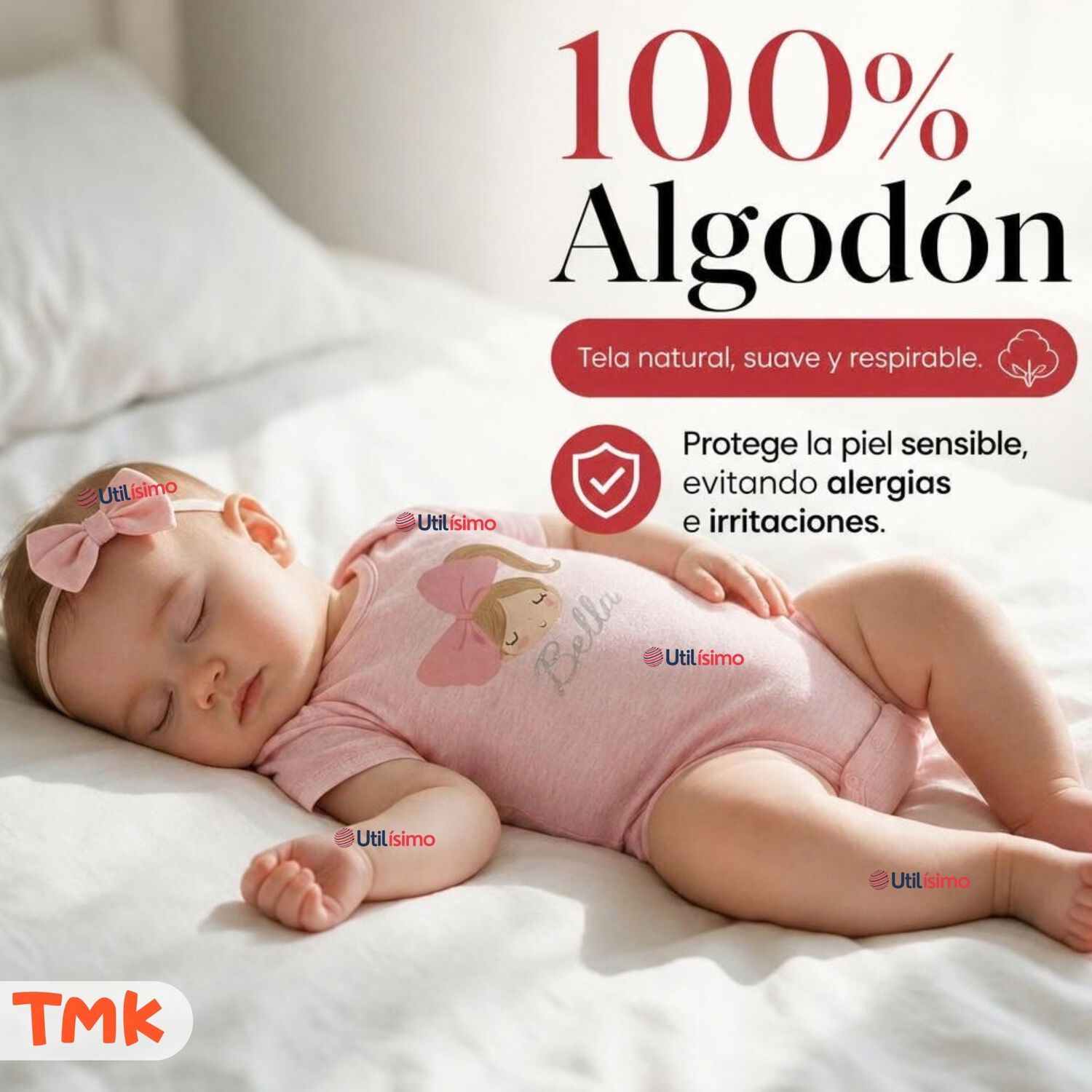Pack 5 Bodys Manga Corta 100% Algod&oacute;n Tedmimak Ni&ntilde;a Lovely Bella image number 4.0