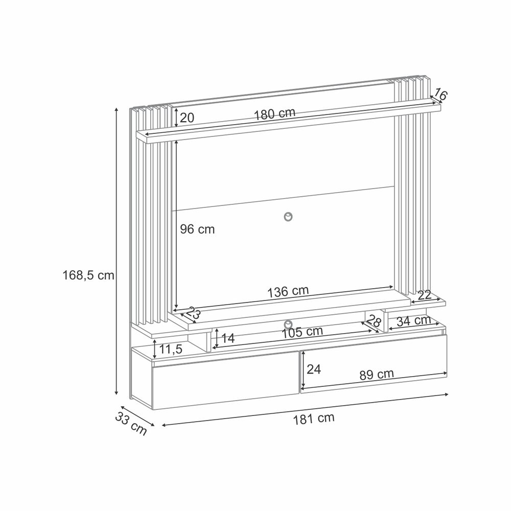 Home Tv Panel Tur&iacute;n 55" 181x169x33 Cm Casta&ntilde;o Off White image number 6.0
