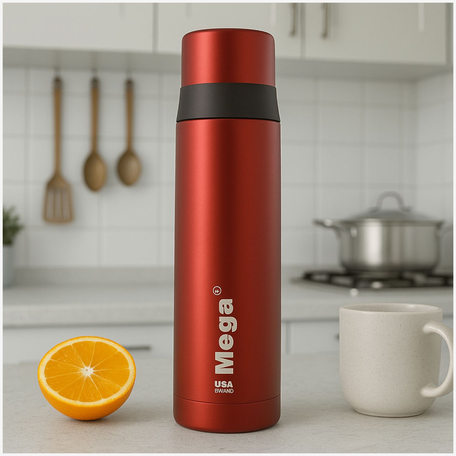 Termo Mega Slim Iv 470ml Acero Inoxidable Metalico Te Cafe Rojo image number 0.0