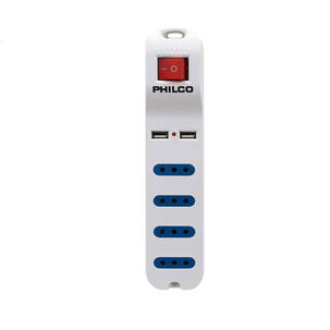 Alargador Philco Xt41 Usb 4 Pos Blanco 2500 W Usb