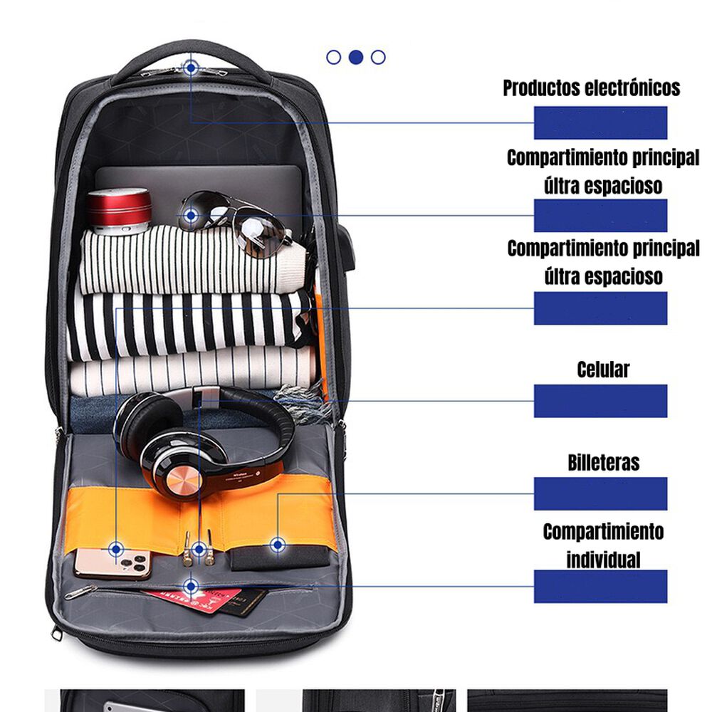 Mochila Notebook Inteligente Con Usb Negra By Lubabycas image number 4.0