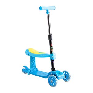 Scooter Monopat&iacute;n 2 En 1 Con Asiento Ni&ntilde;o Plegable Xt04 Azul