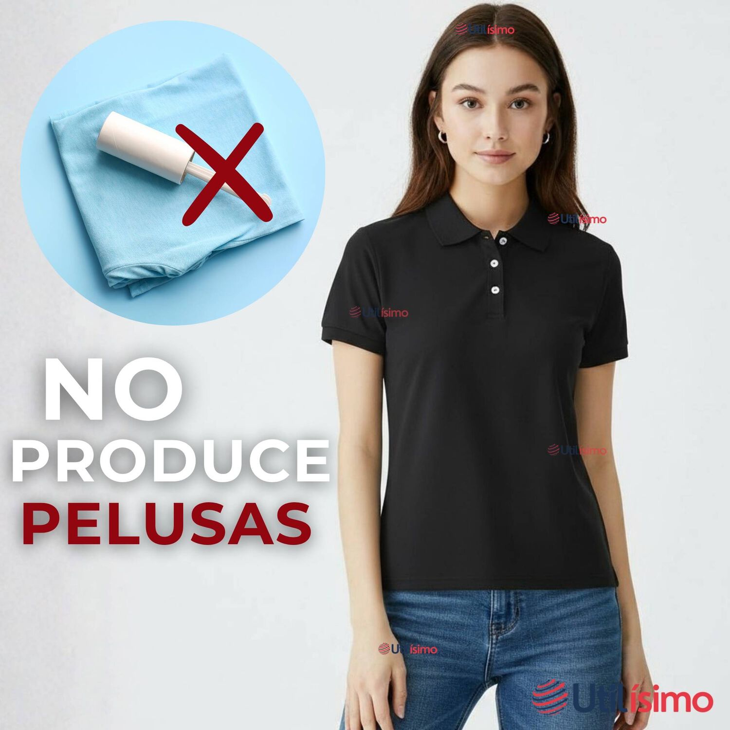 Polera Pique Premium 200g Manga Corta 100% Algod&oacute;n Textura Suave Chemise Negro Mujer image number 9.0