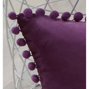 Funda De Cojines Con Pompones. Medida 45x45. Terciopelo. Morado