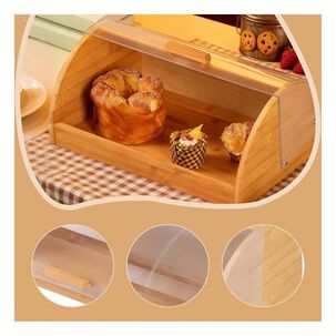 Panera De Bamb&uacute; Con Tapa Deslizable Organizador Cocina