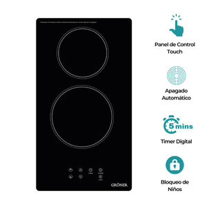 Encimera Vitrocer&aacute;mica Groner Touch Black 2q