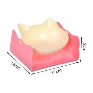 Plato Comedero En Forma De Gato 9x17x14cm Rosa Mascotas