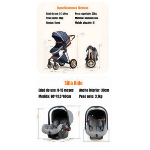 Coche Deluxe Con Silla Nido Y Accesorios Blanco Lubabycas