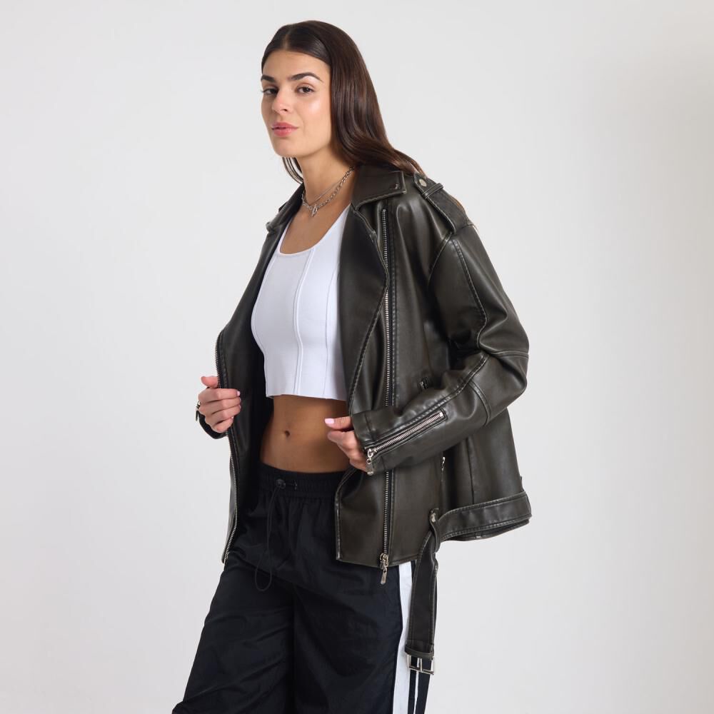 Chaqueta Ecocuero Cierre Cruzado Cuello Solapa Mujer Rolly Go image number 2.0