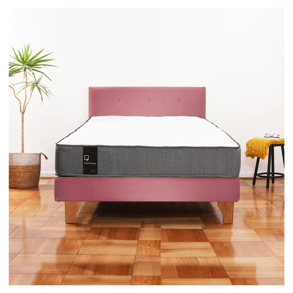 Cama Europea Zen Best 1.5 Plaza Tela Velvet Palo Rosa + Respaldo image number 0.0