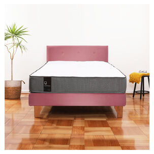 Cama Europea Zen Best 1.5 Plaza Tela Velvet Palo Rosa + Respaldo