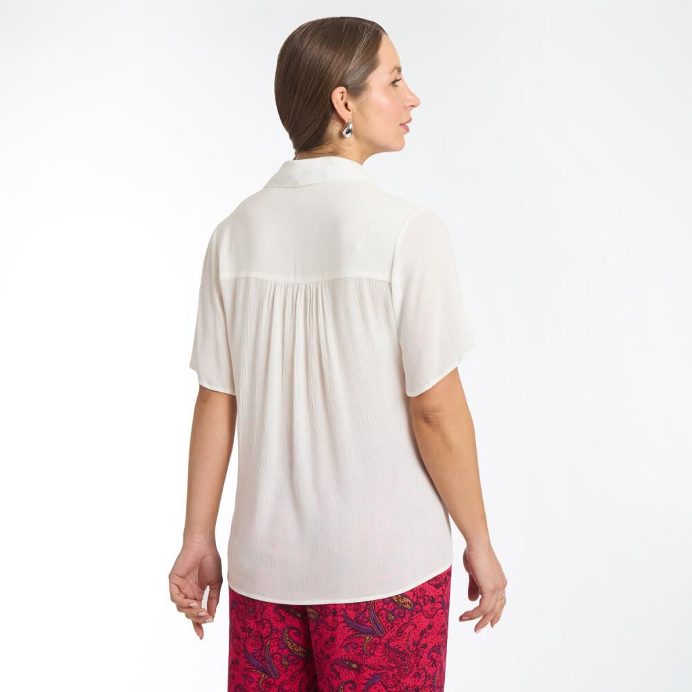 Blusa Abotonada Manga Corta Cuello Camisero Mujer Geeps image number 3.0