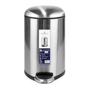 Basurero Acero Inoxidable Con Pedal 8 Litros Cierre Suave Nautica