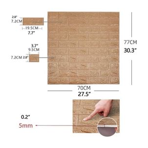 Pack 10 Lamina Papel Mural Autoadhesivo 3d Ladrillo Caf&eacute;