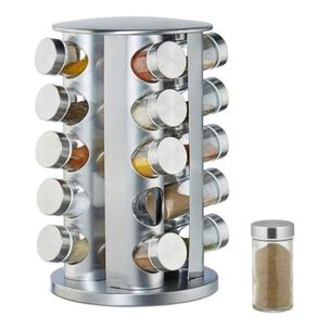 Set Condimentero Giratorio 16 Piezas Acero Inoxidable Plateado