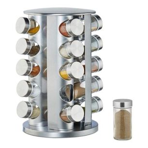 Set Condimentero Giratorio 16 Piezas Acero Inoxidable Plateado