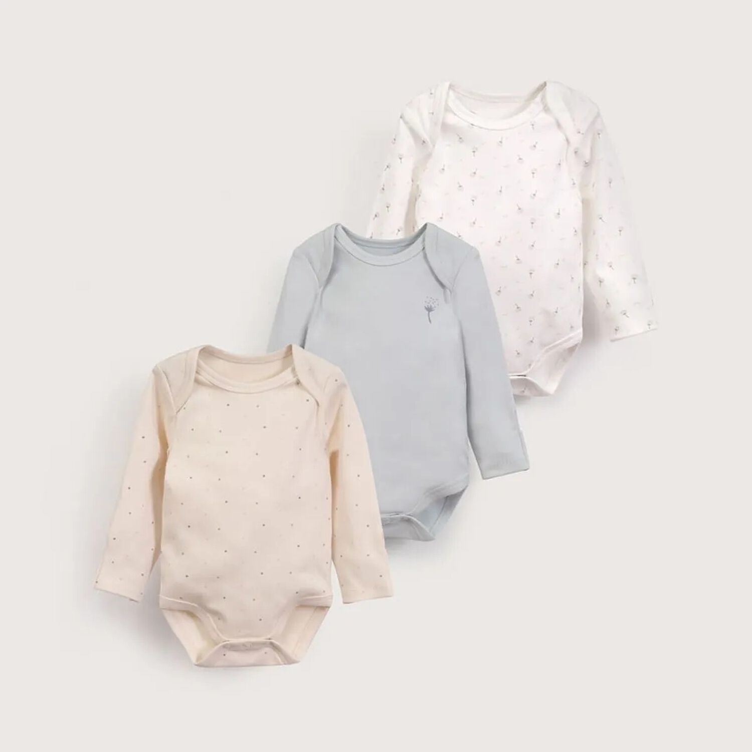 Tripack Bodies Manga Larga Flores Beb&eacute; Ni&ntilde;a 06 Meses Opaline image number 0.0