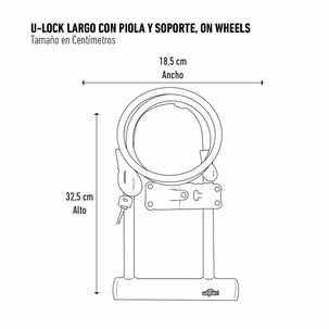 Candado U-lock Onwheels Largo Con Piola Y Soporte - Naranjo