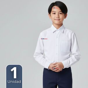 Camisa Escolar Blanca Manga Larga Colegio Para Ni&ntilde;os Y Juvenil