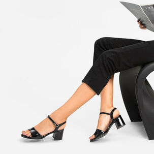 Sandalia Casual Taco Negra Mujer Weide Gh79