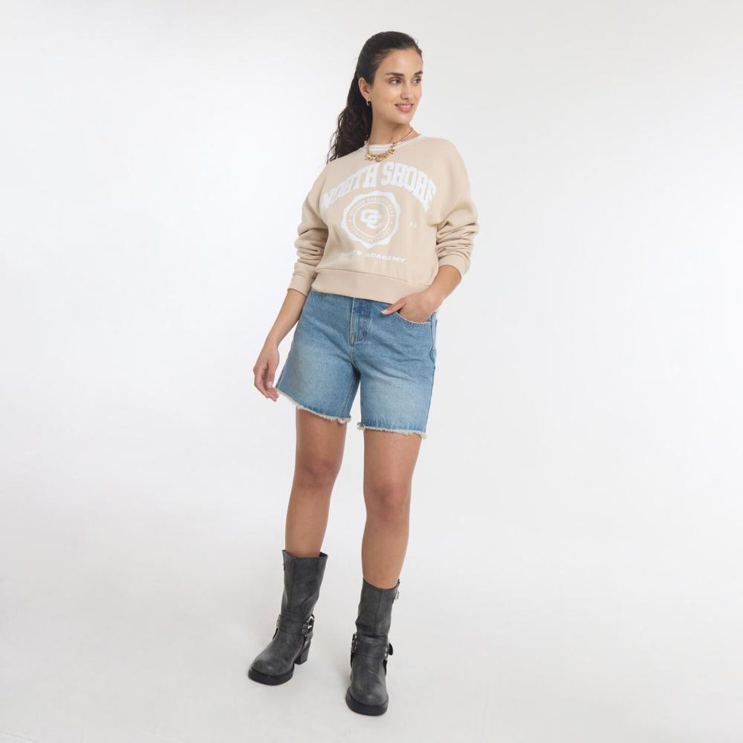 Poler&oacute;n Print College Cuello Redondo Mujer Freedom image number 1.0