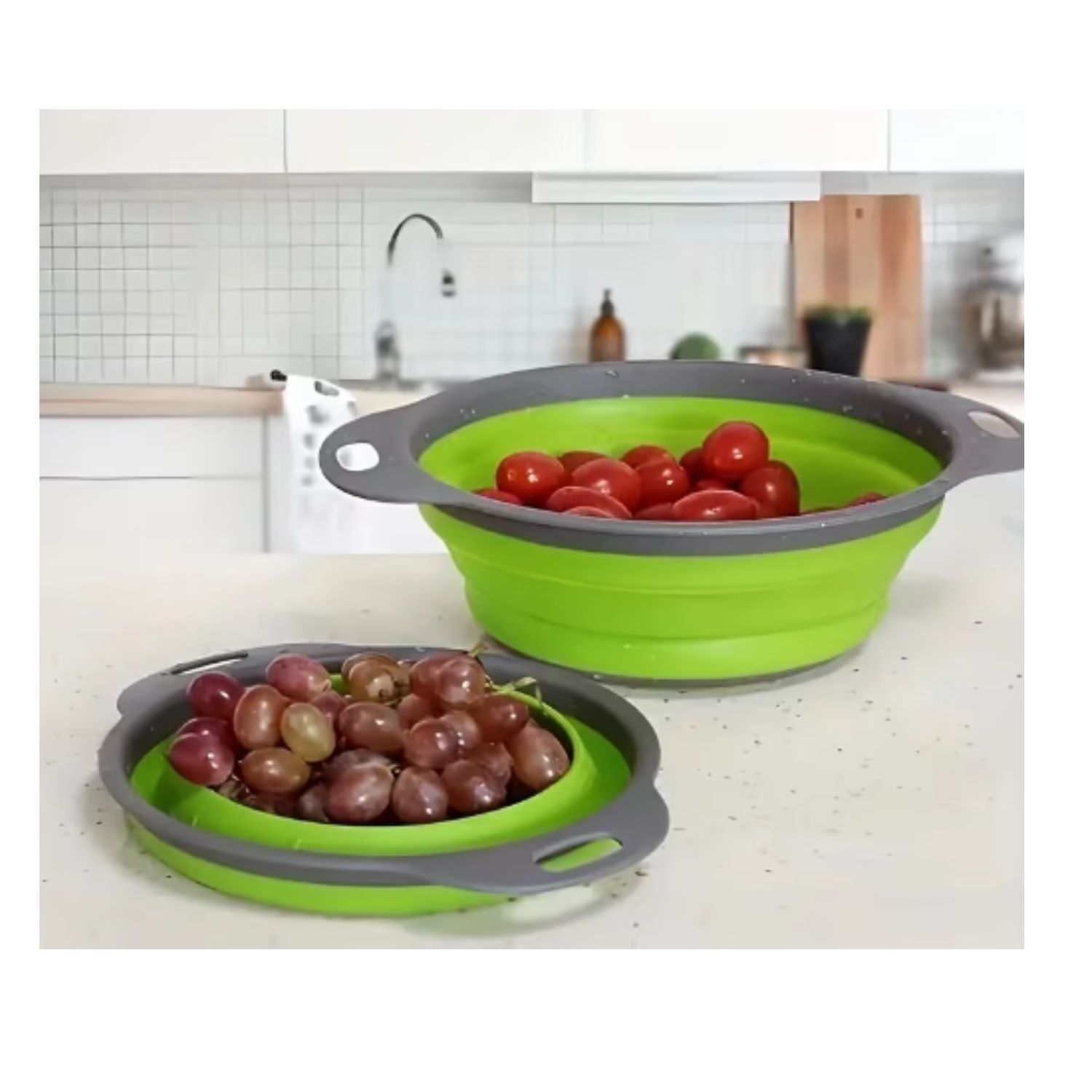 Colador Plegable Circular Verde 30cm Ideal Cocina Utensilio image number 2.0
