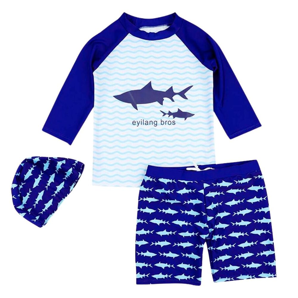 Traje De Baño 3 Piezas Manga Larga Niño Jump Kids Tiburón Azul image number 5.0