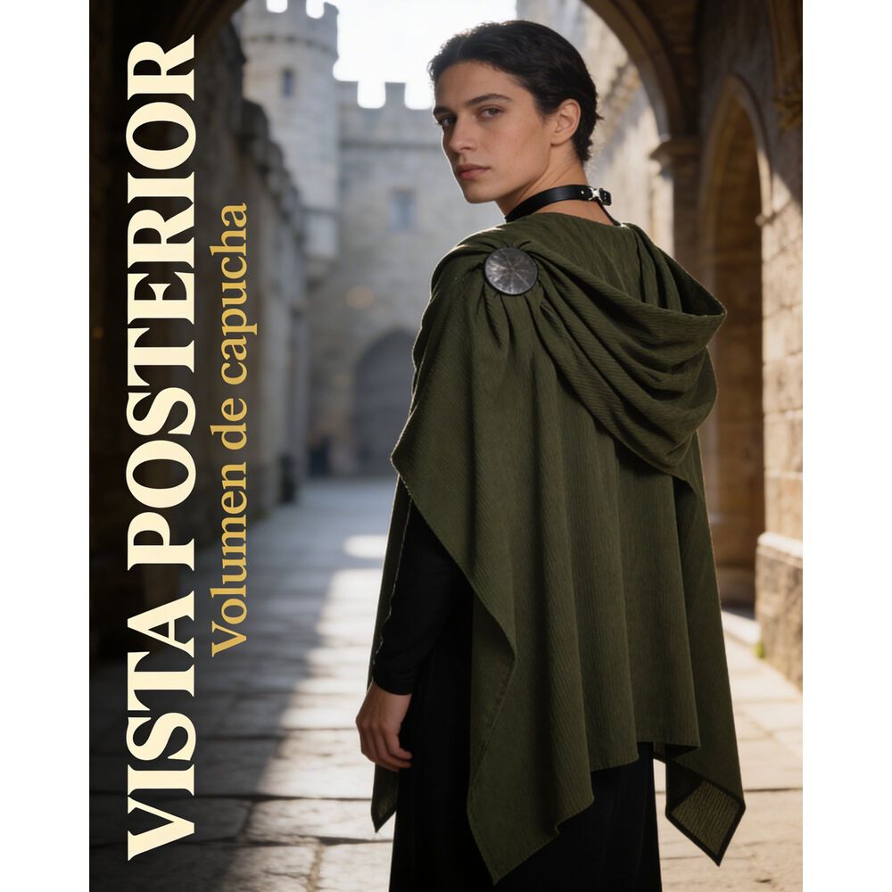 Disfraz Capa Con Capucha Medieval Con Broche Para Cosplay Halloween Y Teatro Unisex image number 18.0