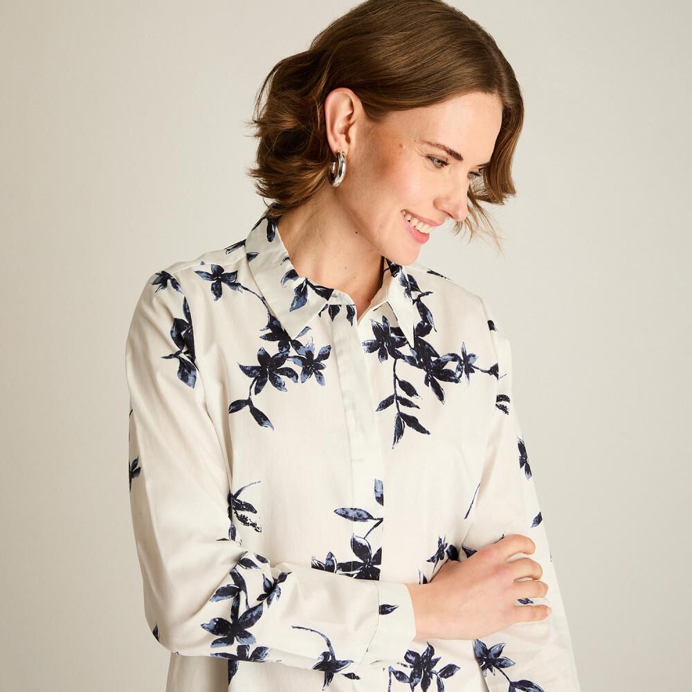 Blusa Estampado Flores Manga Larga Cuello Camisero Mujer Lorenzo Di Pontti image number 3.0