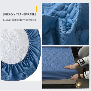 Cubre Colchón Impermeable 2 Plazas Hipoalergénico Azul
